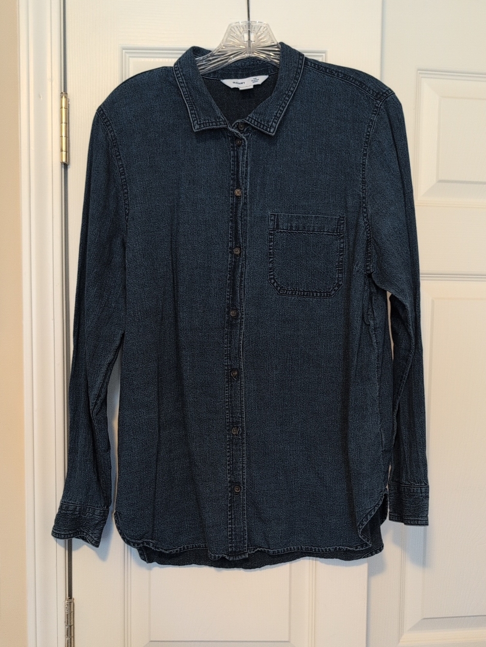 Old Navy Women's Dark Blue Button-Down Chambray Shirt